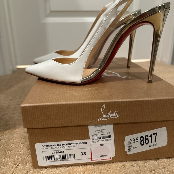 Christian Louboutin White Patent PVC Slingback Heels - Picture 7 of 8